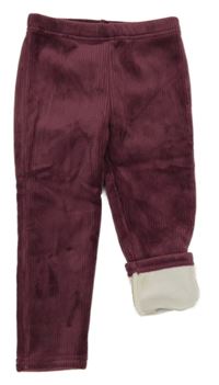 Vínové sametové žebrované zateplené legíny Topomini 