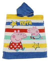 Barevné pruhované froté osuškové pončo s Pepinou a kapucí 