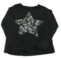 Černé triko s hvězdičkami Nutmeg