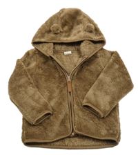 Béžová chlupatá propínací mikina s kapucí H&M