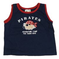 Tmavomodro-červené tílko s pirátem Papagino 