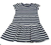 Tmavomodro-bílé pruhované bavlněné šaty Topolino