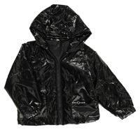 Černá šusťáková lesklá prošívaná jarní zateplená bunda s kapucí Dopping