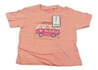 Nové - Lososové tričko s autobusem Hallifax