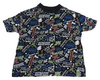 Černé oversize tričko s obrázky Fox&Bunny