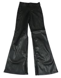 Černé potažené flare kalhoty h&M