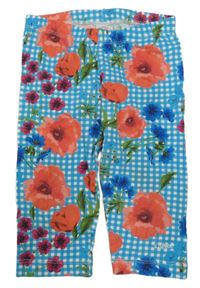 Modro-bílé kostičkované capri legíny s květy S. Oliver 
