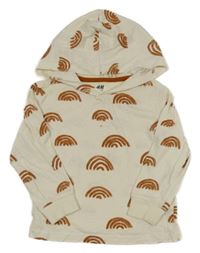 Smetanové triko s duhami a kapucí H&M