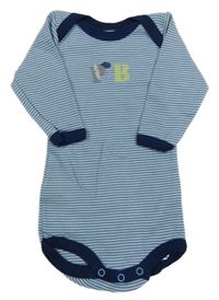 Modro-bílé pruhované body s písmenkem Petit Bateau