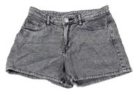 Šedé relaxed high waist riflové kraťasy  H&M