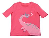 Křiklavě růžové UV tričko s dinosaurem carter's