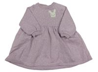 Světlefialové puntíkaté teplákové šaty se zajíčkem F&F