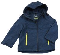 Tmavomodro-modrá melírovaná softshellová bunda s kapucí C&A