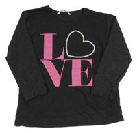 Černošedá melírovaná mikina s nápisem a srdíčkem 