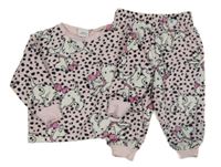 Světlerůžovo-černé plyšové pyžamo s dalmatinky Disney