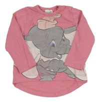 Růžové melírované triko s Dumbem Disney