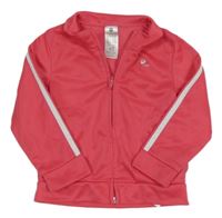 Růžová funkční sportovní propínací mikina s logem a pruhem Domyos