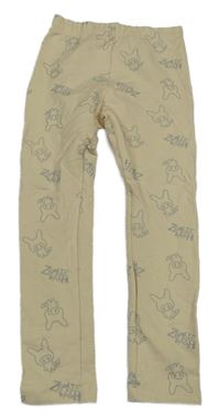 Světlebéžové teplákové zateplené legíny se Zombie Dash a nápisem PEPCO