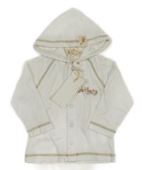 Nové - bílo-hnědá propínací mikina s logem a kapucí ecotikes