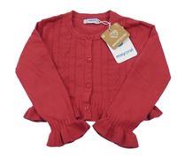 Nové - bordó propínací svetrové bolérko se vzorem a volánky mayoral