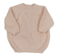 Světlerůžový žebrovaný pletený oversize svetr