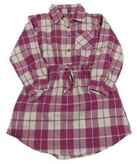 Malinovo-bílé kostkované košilové šaty Kiki&Koko