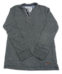 Antracitové mikinotriko s nášivkou a límečkem C&A