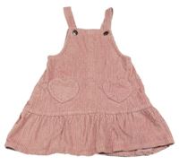 Růžové manšestrové šaty se srdíčkovými kapsami Topomini