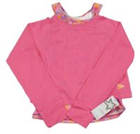 Nové - křiklavě růžové sportovní crop triko s barevným vzorovaným top St. Bernard