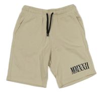 Světlebéžové teplákové kraťasy s římskými číslicemi a nápisem George