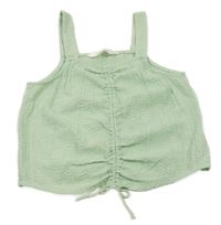 Světlezelený mačkaný crop top s nařasením H&M