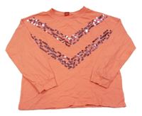 Lososové oversize triko s pajetkami S. Oliver