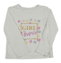 Bílé triko s nápisy a květy PRIMARK