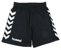 Černo-bílé sportovní kraťasy s logem hummel