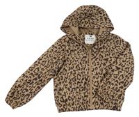 Hnědo-tmavohnědá vzorovaná šusťáková jarní bunda s kapucí F&F