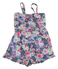 Černo-květovaný letní overal s volánky COTTON ON KIDS