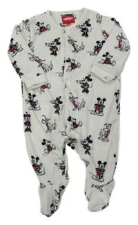 Bílý plyšový overal s Mickey a Minnie a Plutem Disney