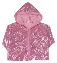Růžová metalická parka s kapucí SHEIN