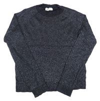 Černý melírovaný crop svetr se třpytkami H&M
