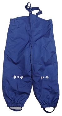 Tmavomodré laclové šusťákové kalhoty s hvězdičkami Pocopiano