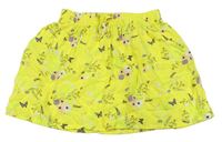 Žlutá květovaná lehká sukně s motýlky Y.F.K.