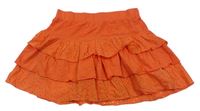Oranžová vrstvená sukně s volány s madeirou S. Oliver