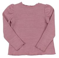 Růžový žebrovaný svetr Tu