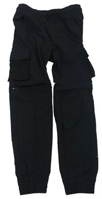 Černé šusťákové cargo cuff kalhoty s odepínacími nohavicemi F&F