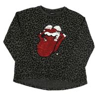 Tmavošedé vzorované hudební triko s překlápěcími flitry - The Rolling Stone Next