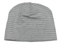 Šedo-bílá pruhovaná bavlněná čepice H&M