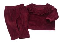 2set - Vínová plyšová mikina s volánem + tepláky Matalan