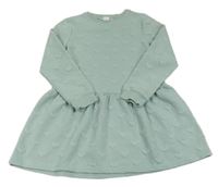 Světlezelené teplákové šaty se srdíčky H&M
