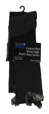 Nové - 2x antracitové podkolenky s mašlí