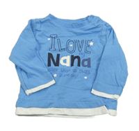 Modré triko s nápisem a hvězdami Nutmeg